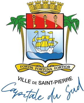 Logo officiel de la ville de Saint-Pierre (La Réunion), devise « Fortis fortuna fortior », signature « Capitale du Sud »