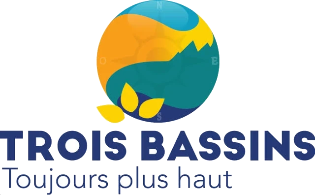 Logo officiel de la ville des Trois-Bassins (La Réunion), signature « Toujours plus haut »