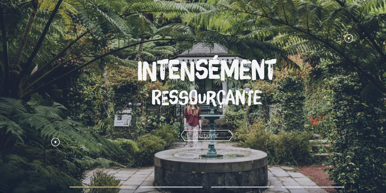 Campagne Intensément ressourçante : jardin de fougères arborescentes autour d'un kiosque créole